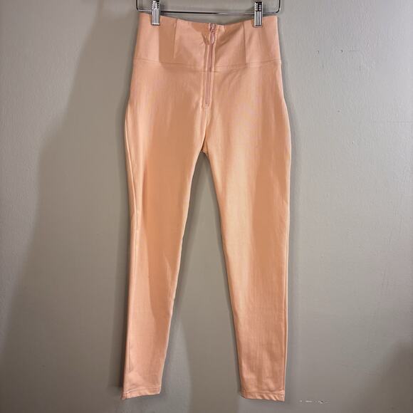 Freddy WR.UP Pants Sz S High Waisted Peach Pink Pastel Shaping Zip Legging Italy - Picture 2 of 14